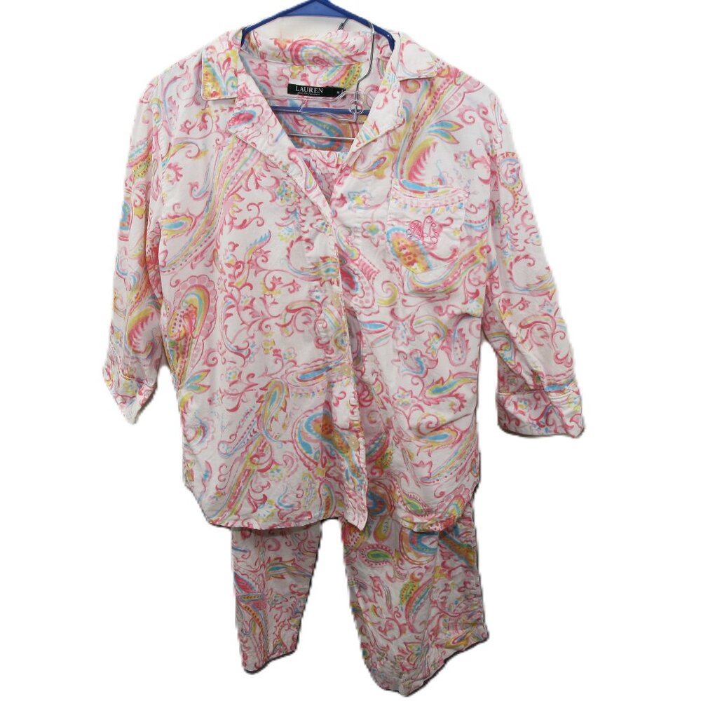Lauren Ralph Lauren Pastel Paisley Pajama Set Size Medium